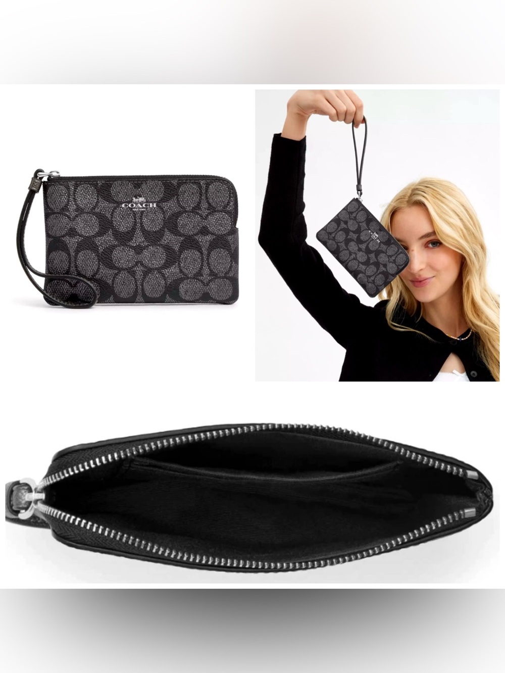 Coach. 4 Piece: Maggie Op Art Shoulder Bag with Free Watch, Wristlet & Dust Bag. - Picture 12 of 16